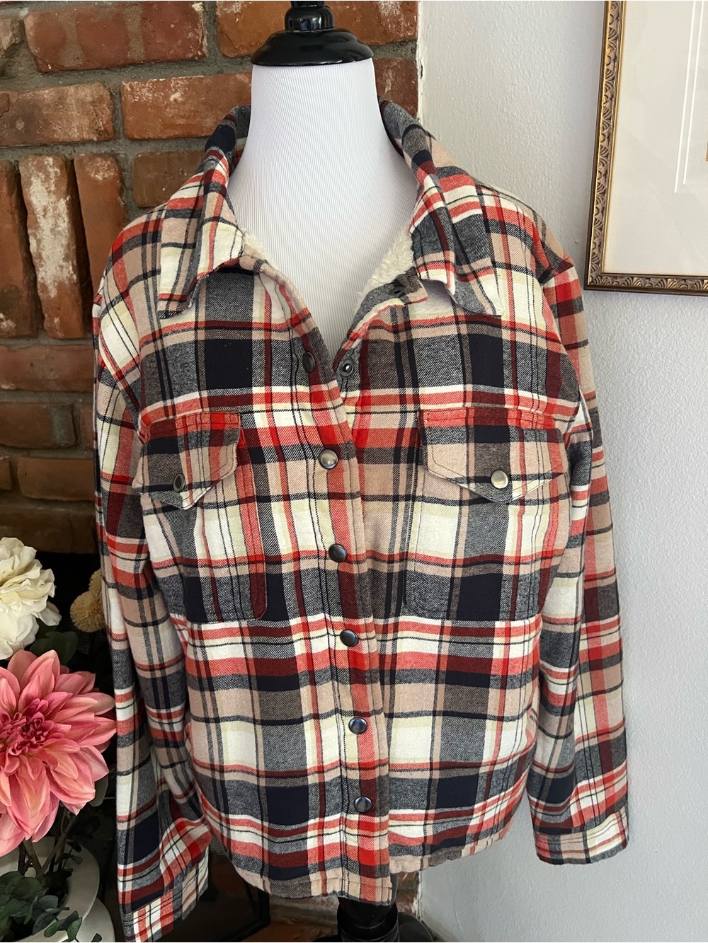 Lucky Brand Red and Black Plaid Jacket